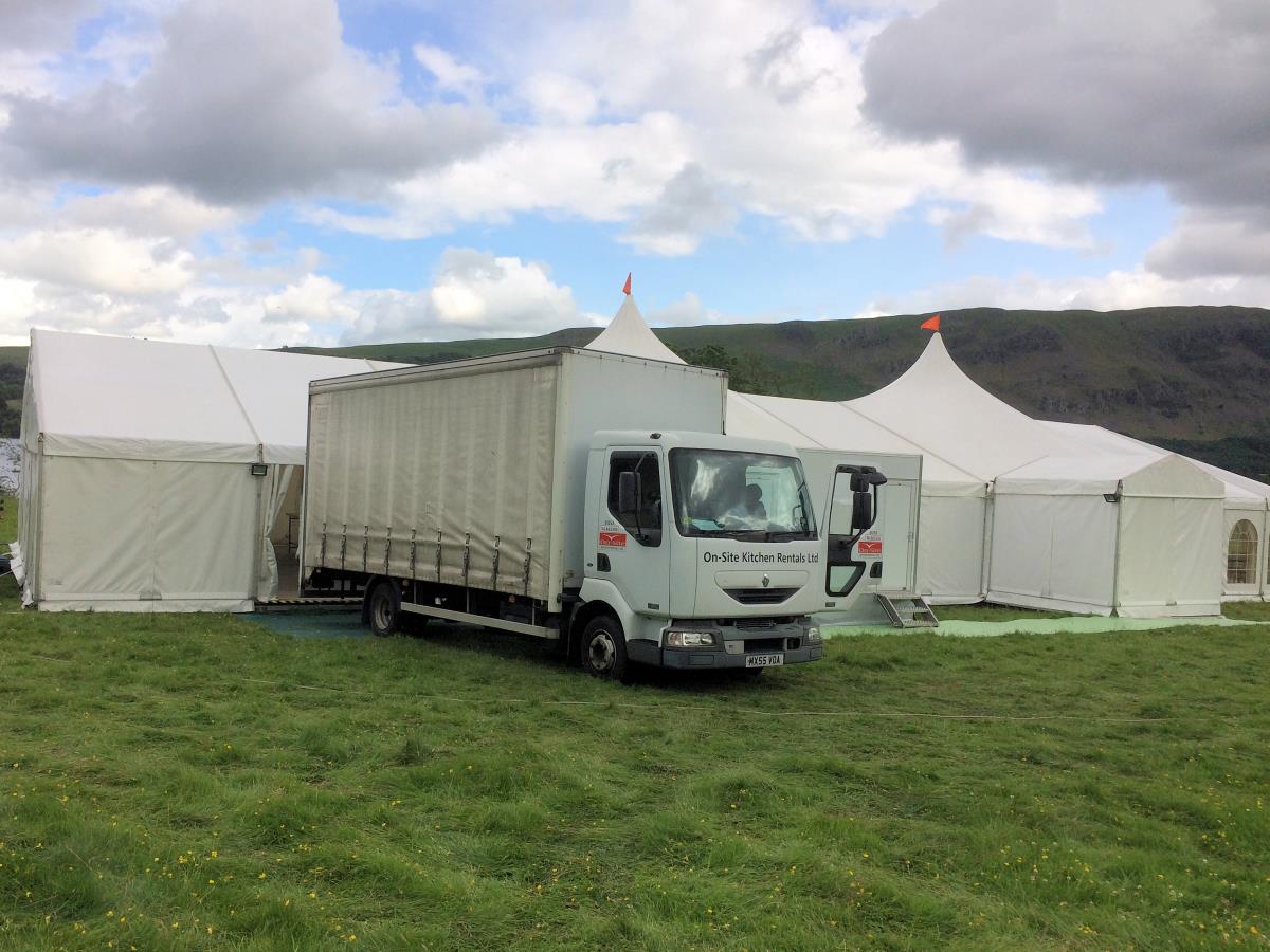 Our marquee kitchens can be fully self-contained with off-grid gas and electricity, along with fresh and waste water tanks.